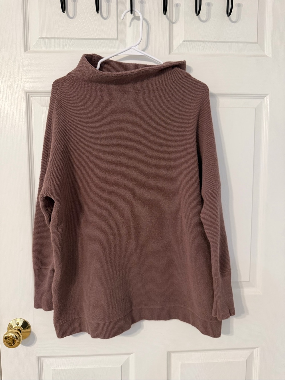 Free People Mauve Brown Funnel Neck Sweater